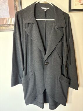 CAbi Heather Gray Open Knit Blazer